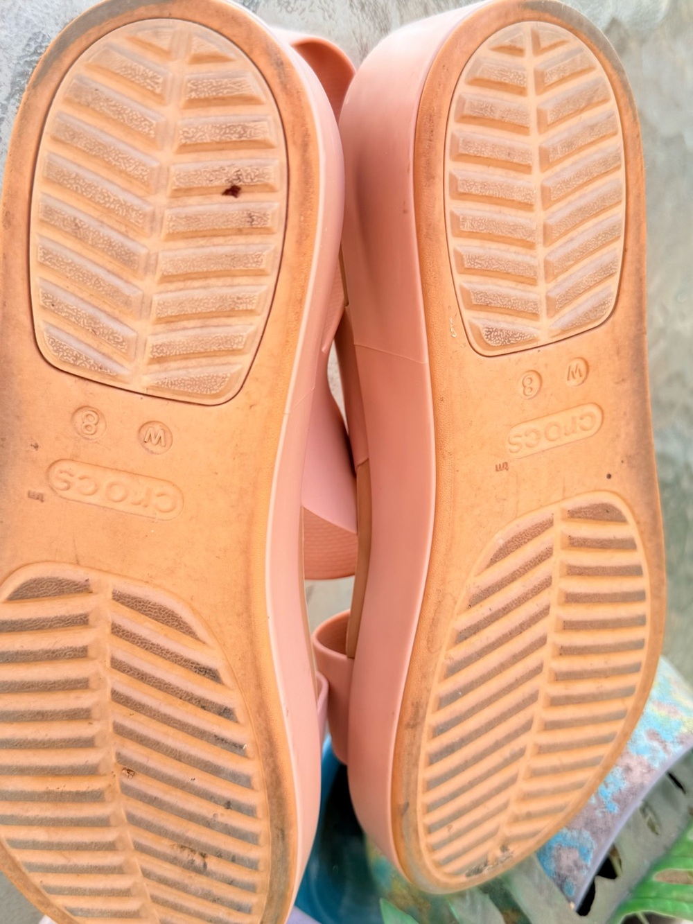Crocs Brooklyn Low Wedge Ankle Strap Sandals - Pink/Tan Women’s 8 - Picture 6 of 6